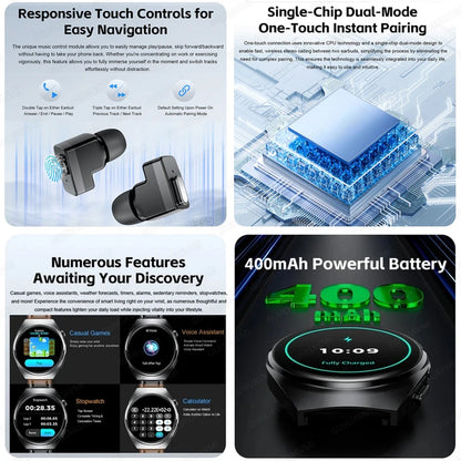 Man Smartwatch TWS Headset NFC Smartwatch