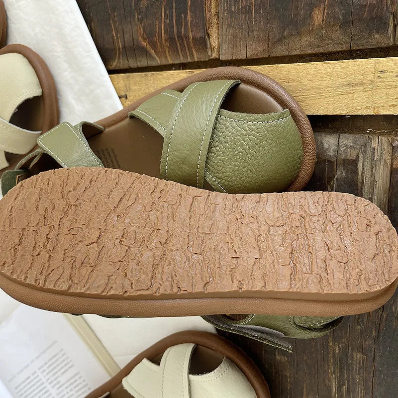 Careaymade-Genuine leather soft surfaces comfortable sandals,original big women's shoes,summer hollowed out women beach shoes