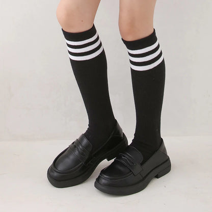 Spring summer socks for children girls mesh breathable striped cute mid-tube stockings student over the knee high long socks