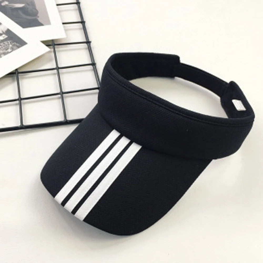 Summer Tennis Caps Sun Sports Visor Hat For Men Women Running Beach Baseball Caps Solid Color and striped golf hats Adjustable