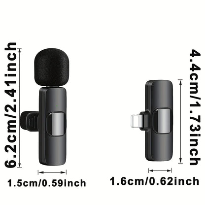 Wireless Lapel Microphone System 1-Touch Recording Voice Activated Lavalier MIC for Live Streaming Recording Video Conferences