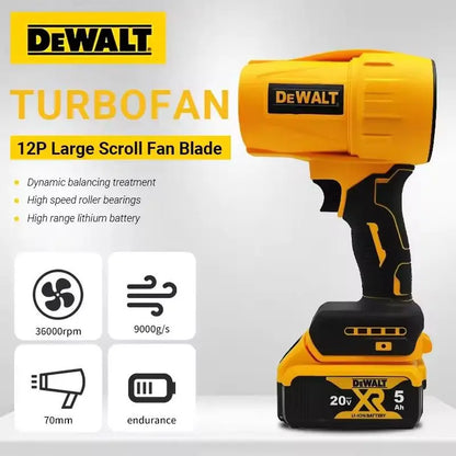 DEWALT Cordless Air Blower Brushless Turbo Fan Violent Fan 800G Thrust Handheld Dust Blowing Tool Rechargeable 20V Battery