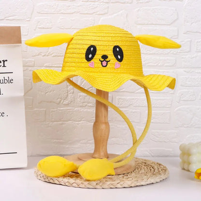 Summer Moving Ears Wide Brim Beach Hat Straw Hats Sun Hat Fisherman's Hat