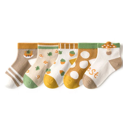 5 Pairs/Lot Children Cotton Socks Teen Girl Boy Baby Student Fashion Mesh Soft Cute Cartoon For Summer 1-12 Years New Kids Socks