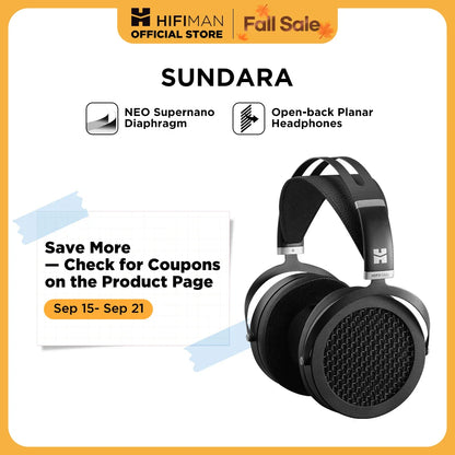 HIFIMAN SUNDARA Over-Ear Full-Size Planar Magnetic Headphones (Black) with High Fidelity Design Metal Casing