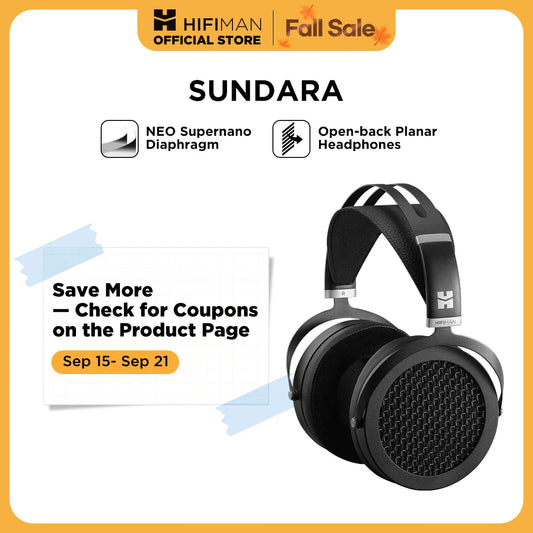 HIFIMAN SUNDARA Over-Ear Full-Size Planar Magnetic Headphones (Black) with High Fidelity Design Metal Casing
