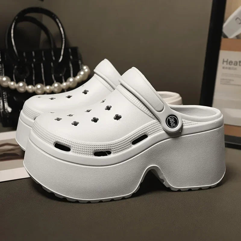 Home Slipper Platform High Heel Clog Woman Thick charm Sandal Flip Flops Beach Non Slip House Cloud Shoe Female Slides Ladies