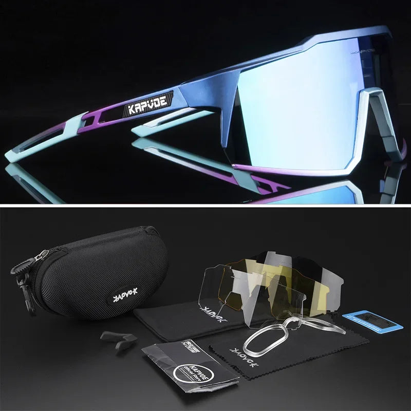 4 Lens Men Women Cycling Glasses Polarized Sport MTB Road Bike Goggles UV400 Bicycle Eyewear Fishing Running Driving Sunglasses