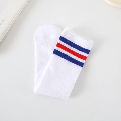 Spring summer socks for children girls mesh breathable striped cute mid-tube stockings student over the knee high long socks