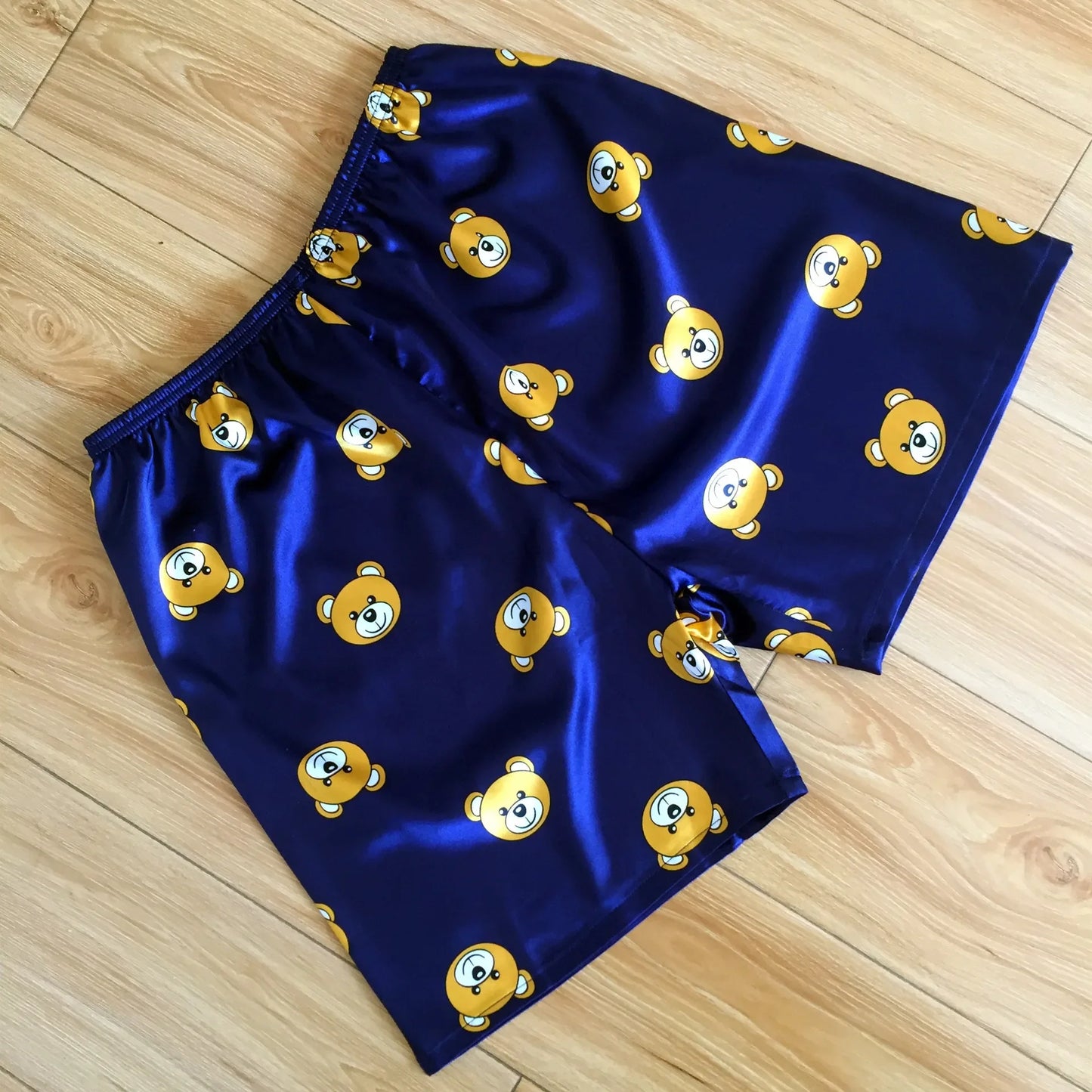 Men Fashion Satin Silky Pajamas Smoothy Glossy Beachwear Shorts Breathable Comfy Home Sleepwear Casual Thin Quick Dry Leg Boxers