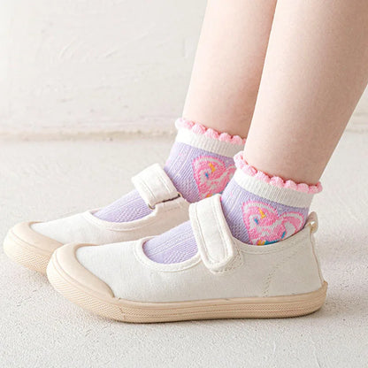 5 Pairs/Lot Children Cotton Socks Teen Girl Boy Baby Student Fashion Mesh Soft Cute Cartoon For Summer 1-12 Years New Kids Socks