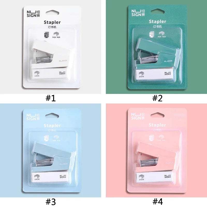 Mini Stapler Set Portable Color Paper Binding Machine Use 24/6 26/6 Staples Fashion Stationery Office Supplies
