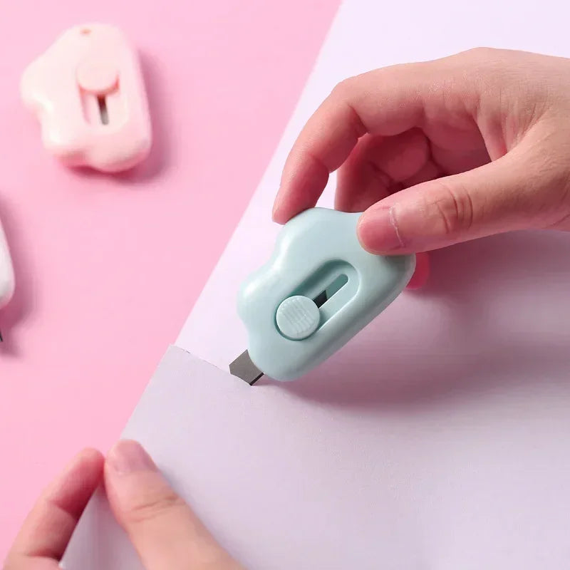 Cute Cloud Mini Retractable Utility Knife Portable Small Pocket Sized Student Art Knife Express Unpacking Office Paper Cutting