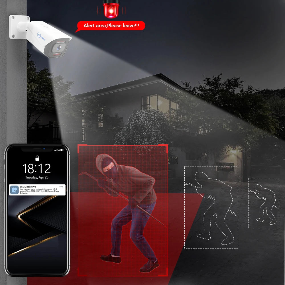 MOVOLS 4K 8MP POE Security Camera System 8CH P2P AI Video Surveillance Kit Two Way Audio Outdoor Home 8MP IP Camera CCTV Nvr Set