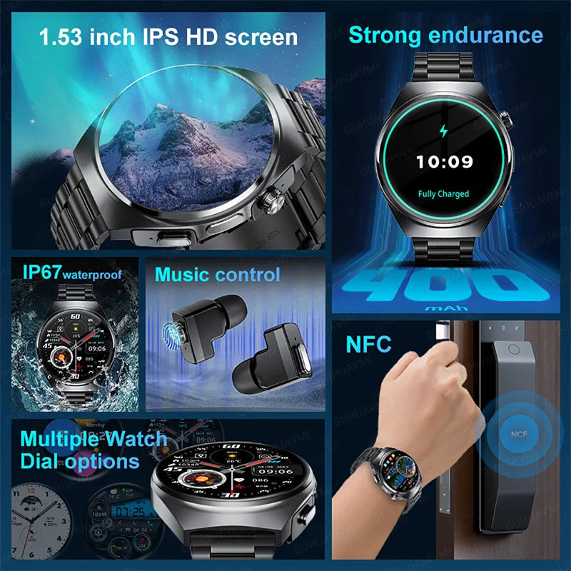 Man Smartwatch TWS Headset NFC Smartwatch