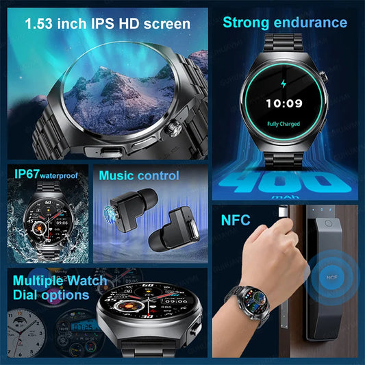 Man Smartwatch TWS Headset NFC Smartwatch