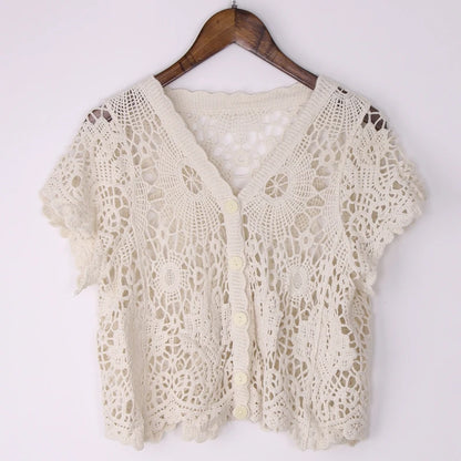 Women Short Sleeve Lace