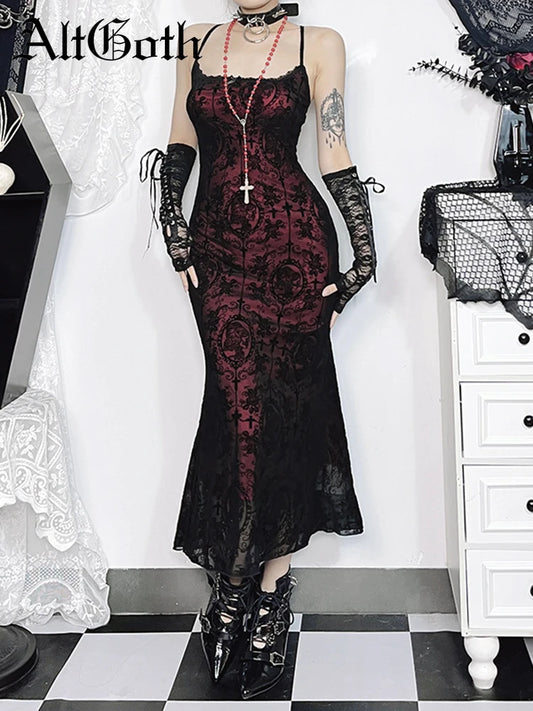 Elegant Goth Dress Women