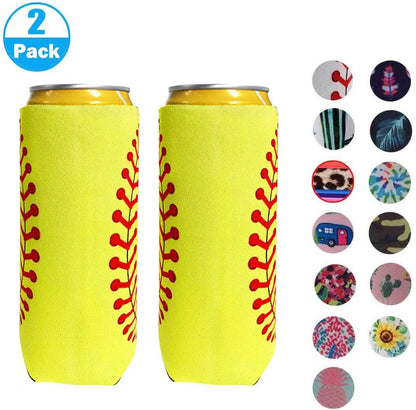 2pack Skinny Can Cooler Bag, Wine Cooler Bag Beer Cooler For bottles and cans Colourful Neoprene Beer Coolies Beer Holders 12oz