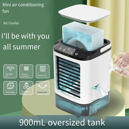 USB Portable Air Conditioner Fan Mini 3 Gears Home Desktop Cooling Fan LED Night Lamp Air Cooler for Room Office Camping 선풍기 선풍기
