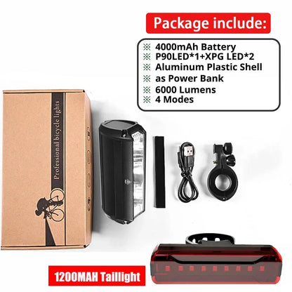 10000LM Bicycle Light Front Bike Light Waterproof 8000mah 5*P90 Flashlight USB Charging MTB Road Cycling Lamp Accessories