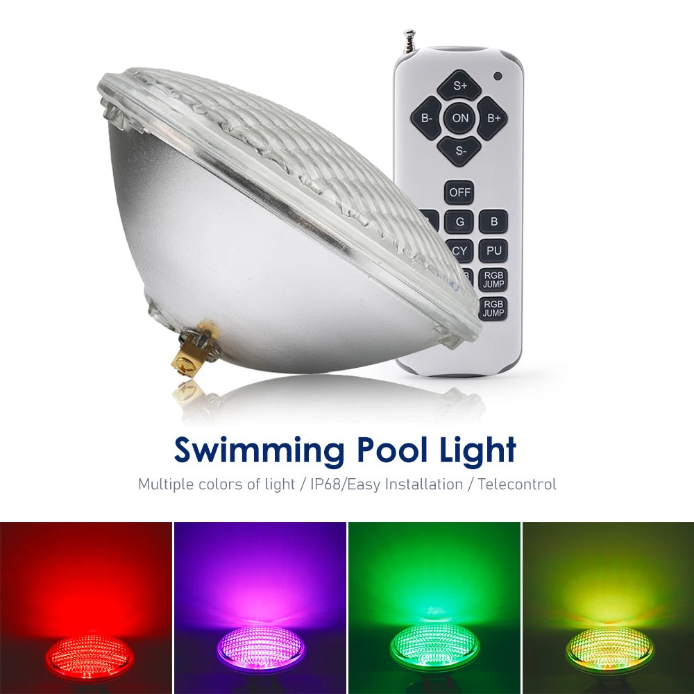 Swimming Pools Outdoor IP68 Waterproof PAR56 Underwater Lamp RGB Light with Remote Controller Warm and Cold White without RC