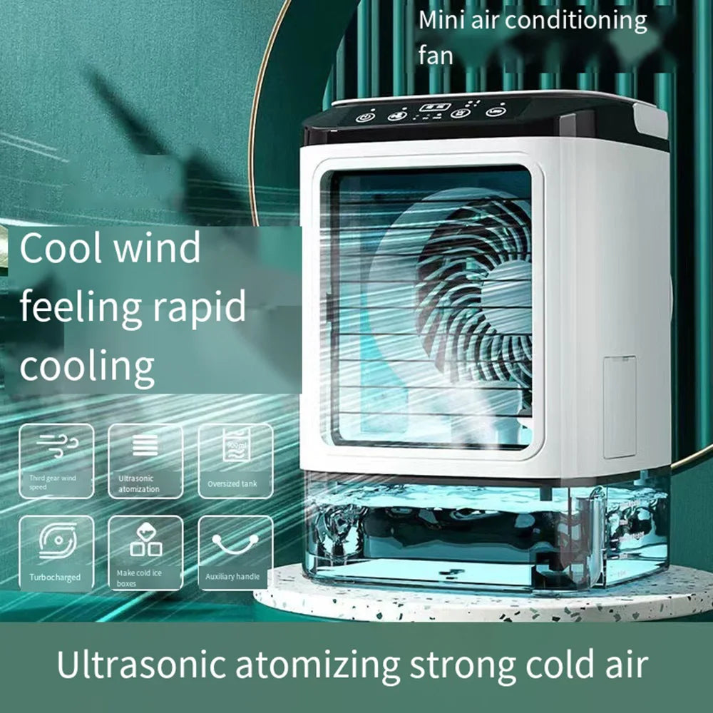 USB Portable Air Conditioner Fan Mini 3 Gears Home Desktop Cooling Fan LED Night Lamp Air Cooler for Room Office Camping 선풍기 선풍기