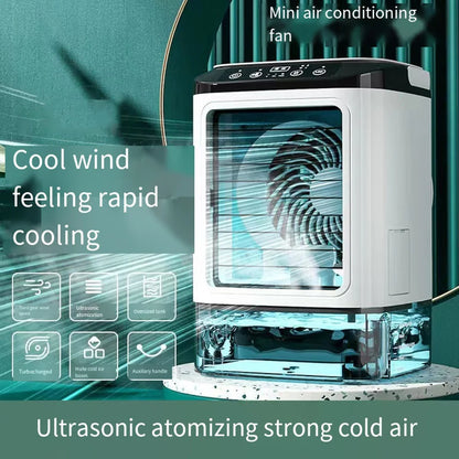 USB Portable Air Conditioner Fan Mini 3 Gears Home Desktop Cooling Fan LED Night Lamp Air Cooler for Room Office Camping 선풍기 선풍기