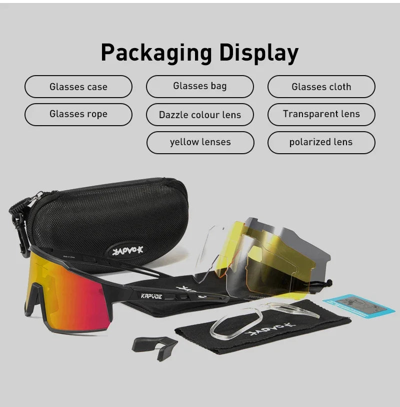 4 Lens Men Women Cycling Glasses Polarized Sport MTB Road Bike Goggles UV400 Bicycle Eyewear Fishing Running Driving Sunglasses