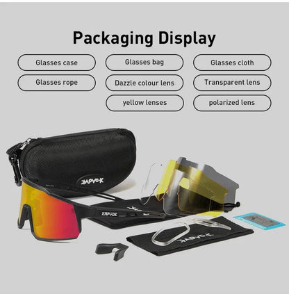 4 Lens Men Women Cycling Glasses Polarized Sport MTB Road Bike Goggles UV400 Bicycle Eyewear Fishing Running Driving Sunglasses