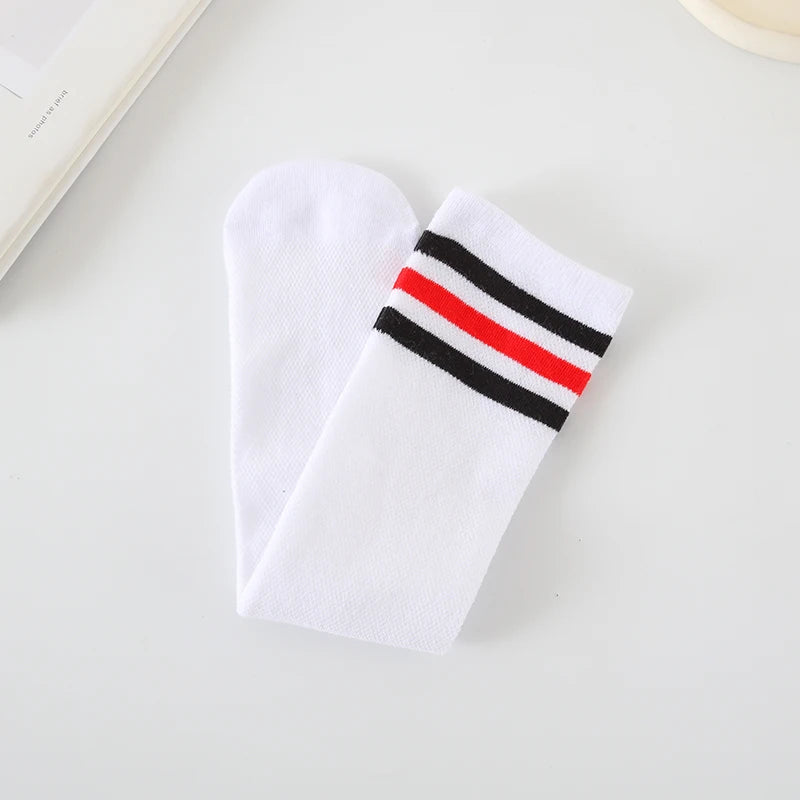 Spring summer socks for children girls mesh breathable striped cute mid-tube stockings student over the knee high long socks