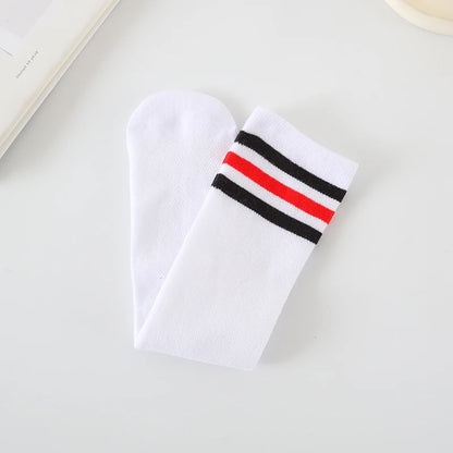 Spring summer socks for children girls mesh breathable striped cute mid-tube stockings student over the knee high long socks
