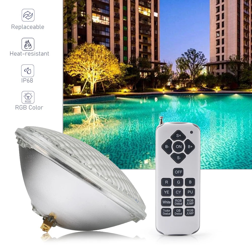 Swimming Pools Outdoor IP68 Waterproof PAR56 Underwater Lamp RGB Light with Remote Controller Warm and Cold White without RC