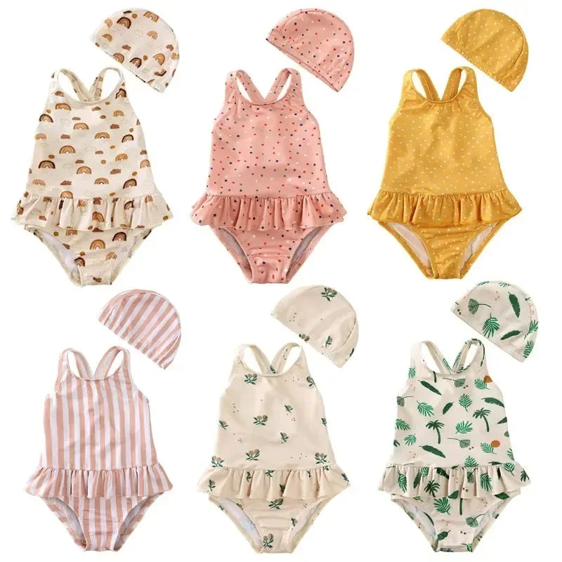UV Baby Girl Swimsuit One Piece Swimming Jumpsuit Ruffles Bathing Suit SPF 50 Long Sleeve Kids Swimwear for Girls 1-7 Years