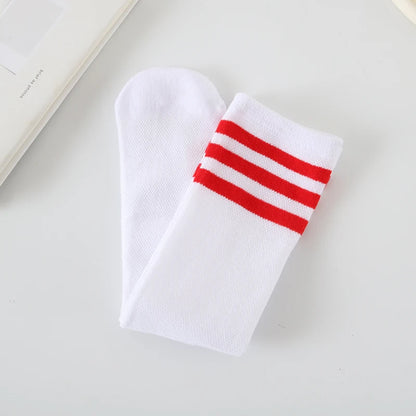 Spring summer socks for children girls mesh breathable striped cute mid-tube stockings student over the knee high long socks