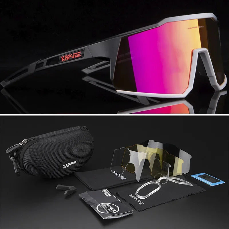 4 Lens Men Women Cycling Glasses Polarized Sport MTB Road Bike Goggles UV400 Bicycle Eyewear Fishing Running Driving Sunglasses