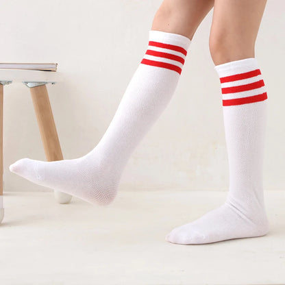 Spring summer socks for children girls mesh breathable striped cute mid-tube stockings student over the knee high long socks
