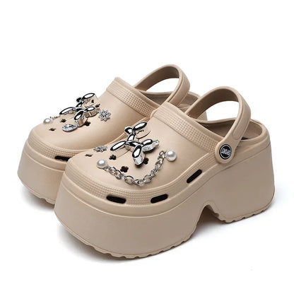 Home Slipper Platform High Heel Clog Woman Thick charm Sandal Flip Flops Beach Non Slip House Cloud Shoe Female Slides Ladies