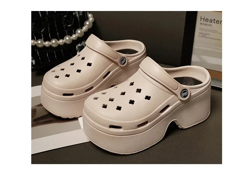 Home Slipper Platform High Heel Clog Woman Thick charm Sandal Flip Flops Beach Non Slip House Cloud Shoe Female Slides Ladies