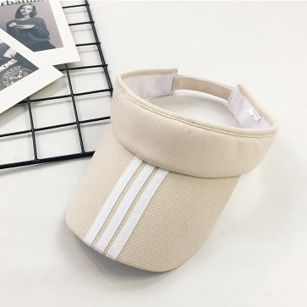 Summer Tennis Caps Sun Sports Visor Hat For Men Women Running Beach Baseball Caps Solid Color and striped golf hats Adjustable