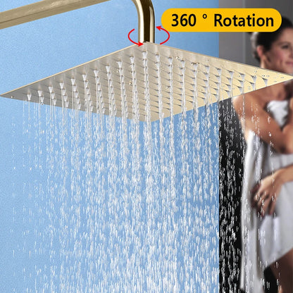 Top 1 Luxury Rushed Gold Shower Head Sus 304 Stainless Steel Bathroom Pressurized Rainfall Top Faucets Showers Heads Accessories