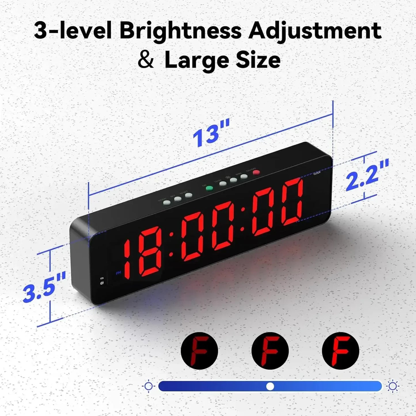 Gym Timer with Remote 12''x 3.5''Ultra-Clear Interval Timer with LED Countdown/Up Wall Clock Power Fitness Timer Stopwatch