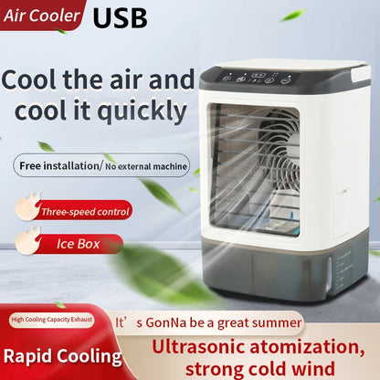 USB Portable Air Conditioner Fan Mini 3 Gears Home Desktop Cooling Fan LED Night Lamp Air Cooler for Room Office Camping 선풍기 선풍기