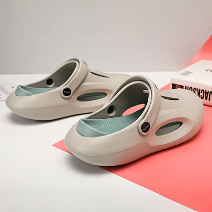 Comwarm 2024 Summer Clogs Slippers For Woman Summer Fashion Platform Hole Shoes Beach Sandals Casual Indoor Bathroom House Shoes