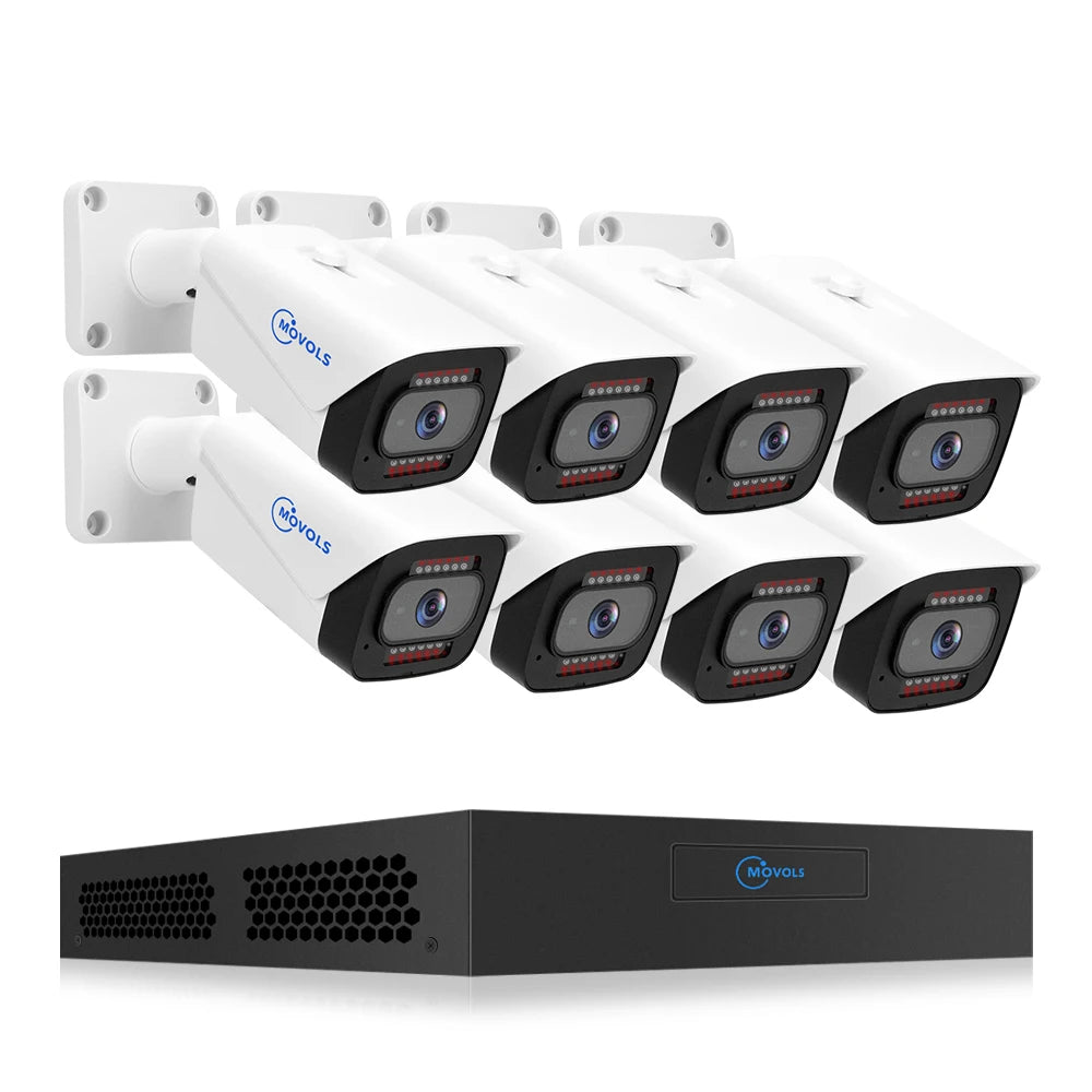 MOVOLS 4K 8MP POE Security Camera System 8CH P2P AI Video Surveillance Kit Two Way Audio Outdoor Home 8MP IP Camera CCTV Nvr Set