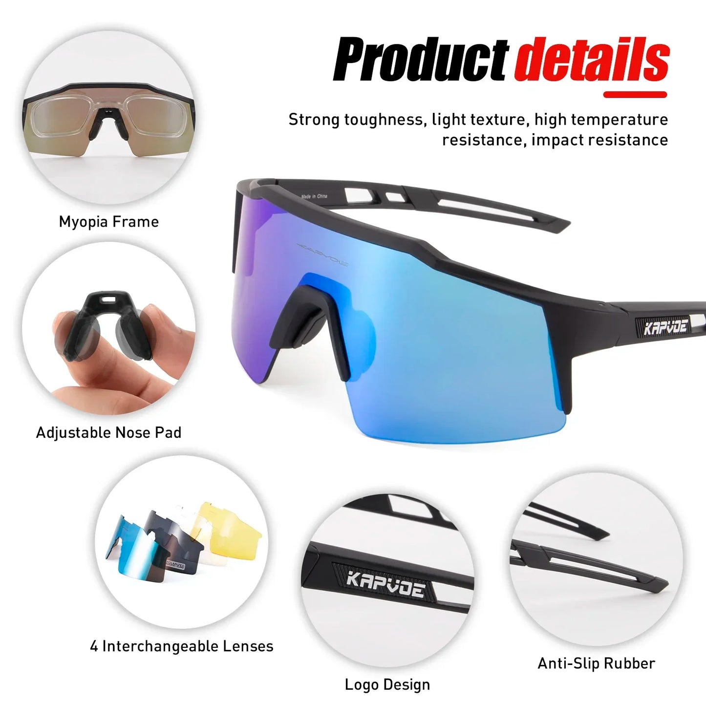 4 Lens Men Women Cycling Glasses Polarized Sport MTB Road Bike Goggles UV400 Bicycle Eyewear Fishing Running Driving Sunglasses