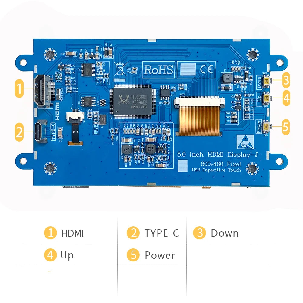 5 inch Display 800×480 monitor with Windows-support raspberry pi Portalil Monitor full hd Touch  IPS LCD  hdmi Compatible Screen
