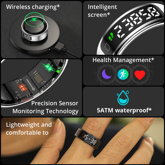 Smart Ring with Display Touch, For Men Women