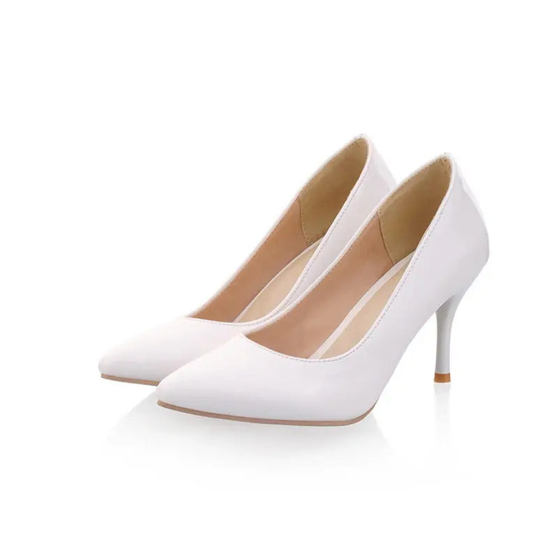 Fashion High Heels Women Pumps Shoes Large Size 45 47 Classic White Red Nude Pink Heeled Sexy Prom OL Office Wedding Shoes Lady