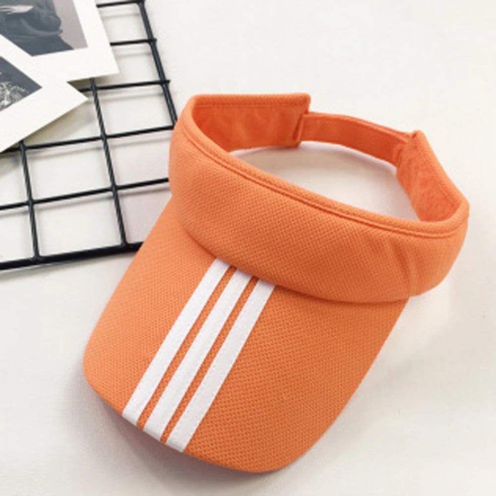 Summer Tennis Caps Sun Sports Visor Hat For Men Women Running Beach Baseball Caps Solid Color and striped golf hats Adjustable